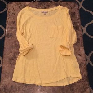 Three quarter length yellow tee